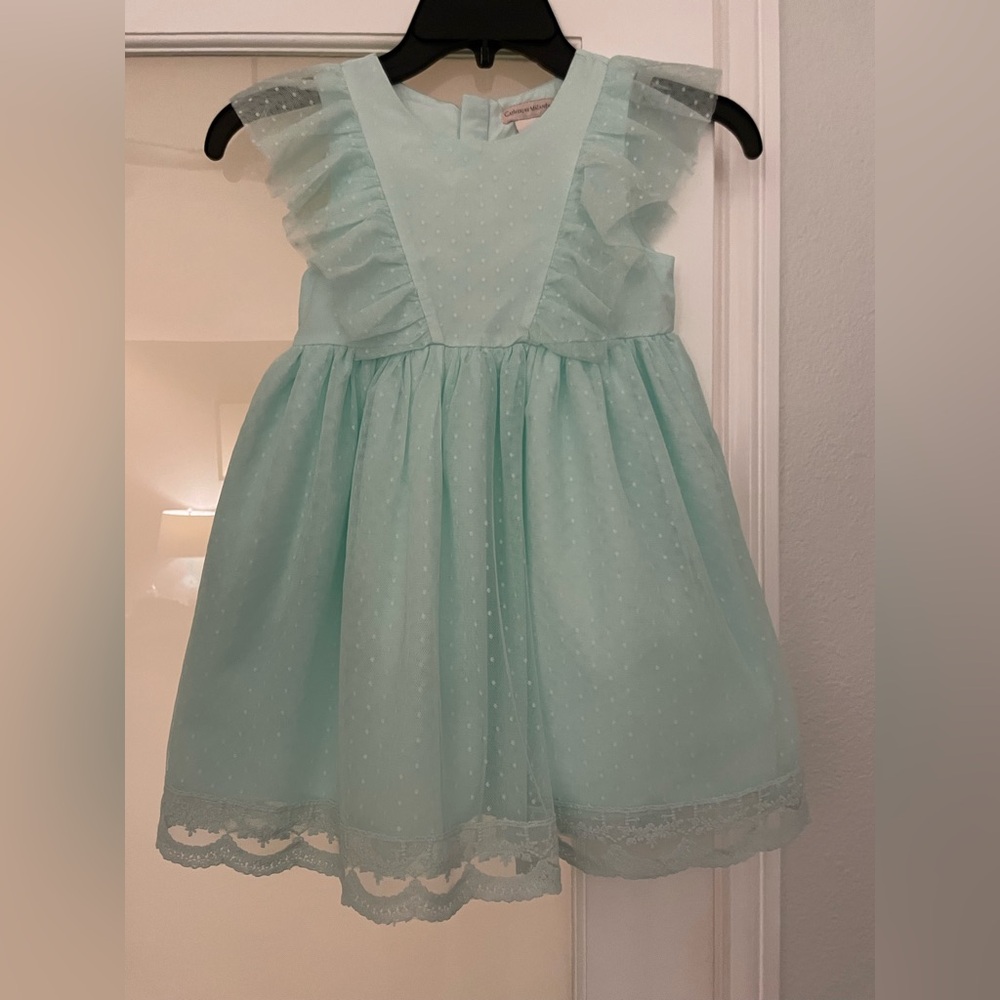 Catherine Malandrino Mint Ruffle Dot Tulle Dress